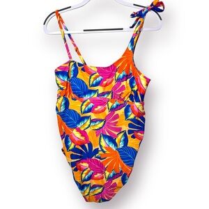 Ingrid + Isabel Maternity Size L Colorful Tropical Floral One Shoulder Swimsuit